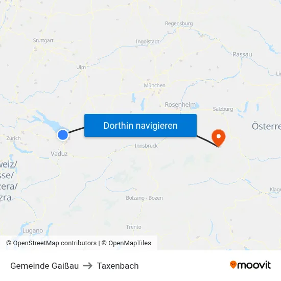 Gemeinde Gaißau to Taxenbach map