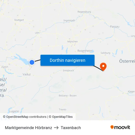 Marktgemeinde Hörbranz to Taxenbach map