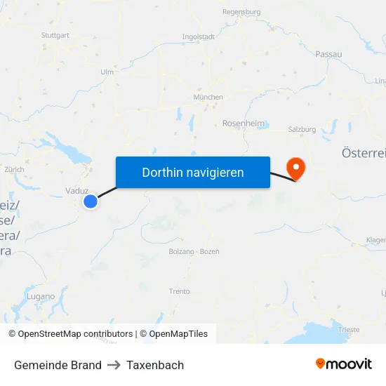 Gemeinde Brand to Taxenbach map
