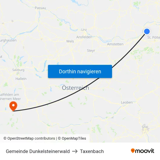 Gemeinde Dunkelsteinerwald to Taxenbach map