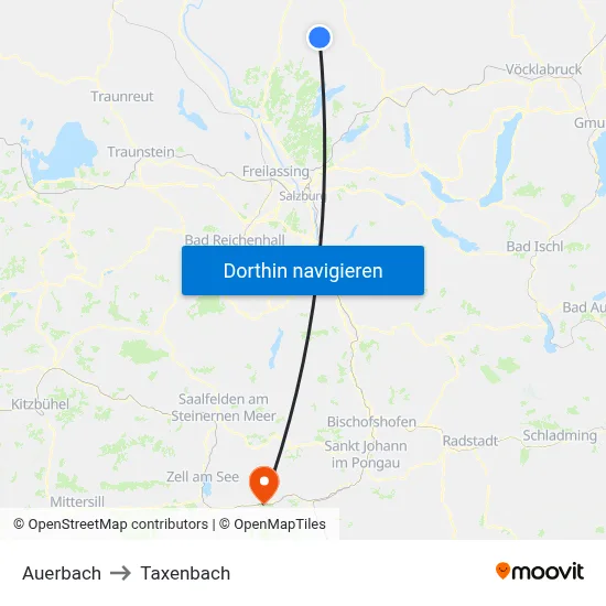 Auerbach to Taxenbach map