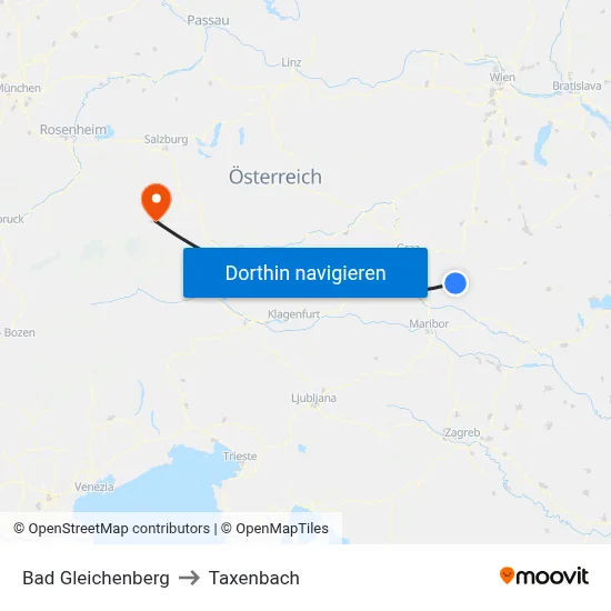 Bad Gleichenberg to Taxenbach map