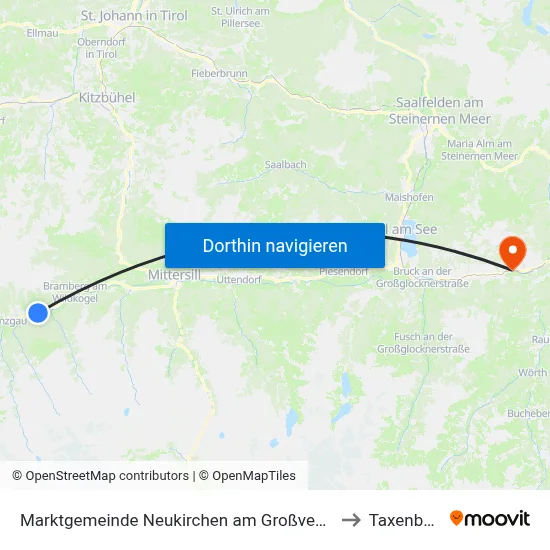 Marktgemeinde Neukirchen am Großvenediger to Taxenbach map