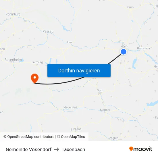 Gemeinde Vösendorf to Taxenbach map