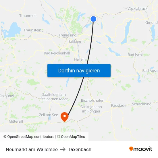 Neumarkt am Wallersee to Taxenbach map