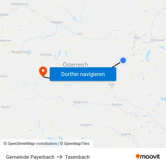 Gemeinde Payerbach to Taxenbach map