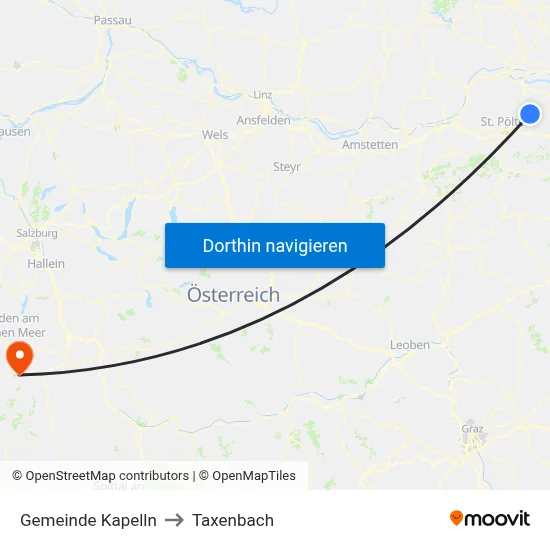 Gemeinde Kapelln to Taxenbach map