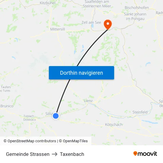Gemeinde Strassen to Taxenbach map