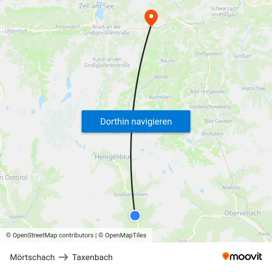 Mörtschach to Taxenbach map