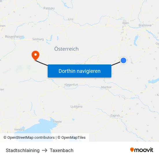 Stadtschlaining to Taxenbach map