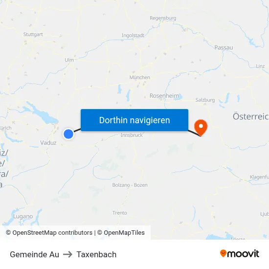 Gemeinde Au to Taxenbach map