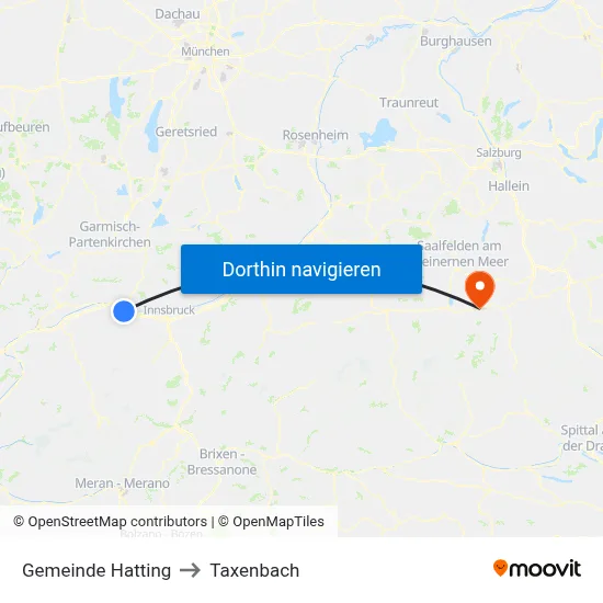 Gemeinde Hatting to Taxenbach map