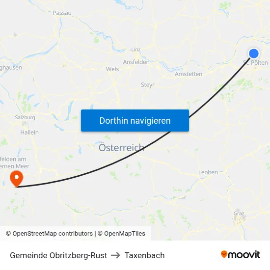 Gemeinde Obritzberg-Rust to Taxenbach map