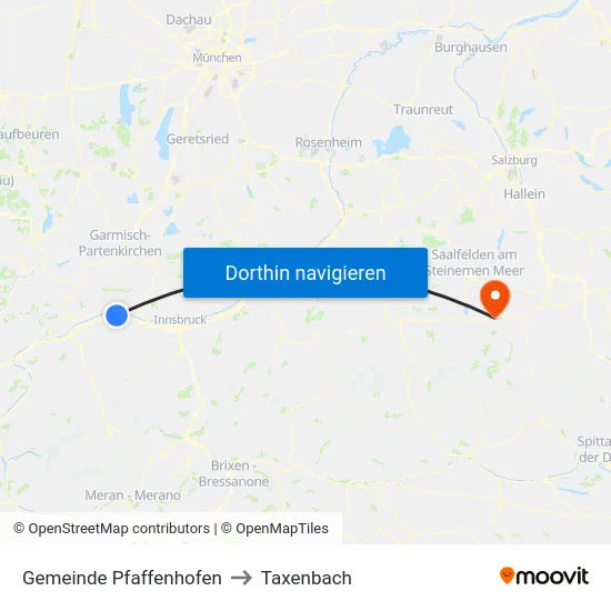 Gemeinde Pfaffenhofen to Taxenbach map