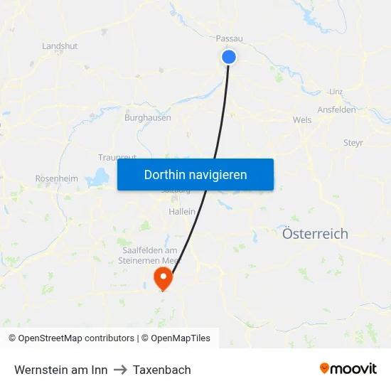 Wernstein am Inn to Taxenbach map