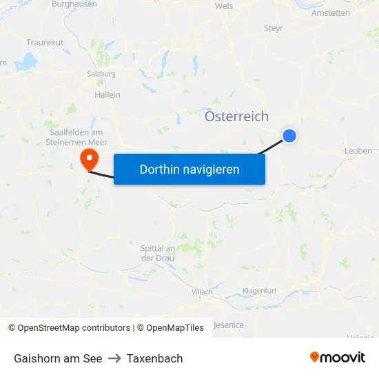 Gaishorn am See to Taxenbach map