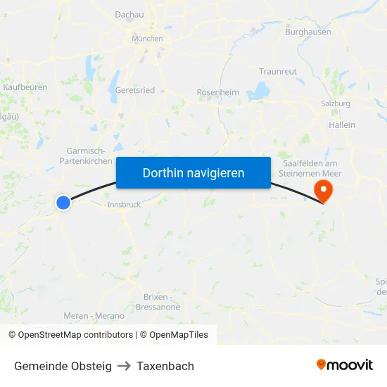 Gemeinde Obsteig to Taxenbach map