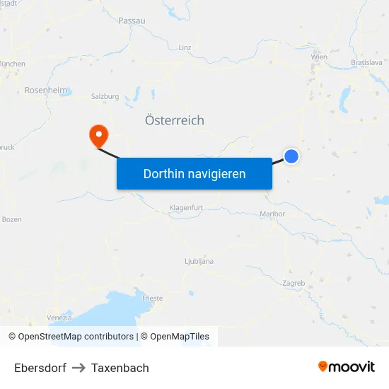 Ebersdorf to Taxenbach map