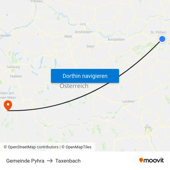 Gemeinde Pyhra to Taxenbach map