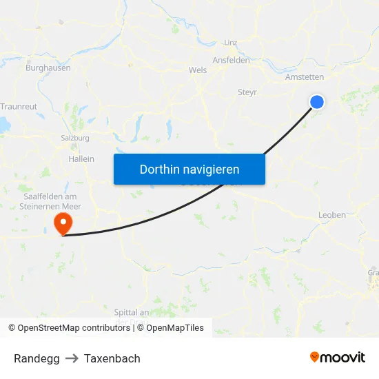 Randegg to Taxenbach map