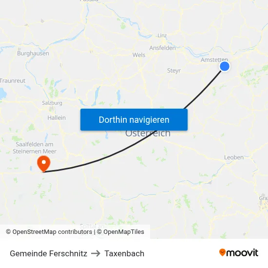 Gemeinde Ferschnitz to Taxenbach map