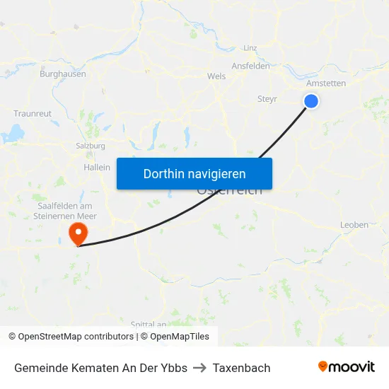 Gemeinde Kematen An Der Ybbs to Taxenbach map