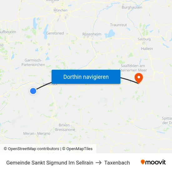 Gemeinde Sankt Sigmund Im Sellrain to Taxenbach map