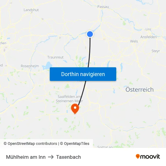 Mühlheim am Inn to Taxenbach map