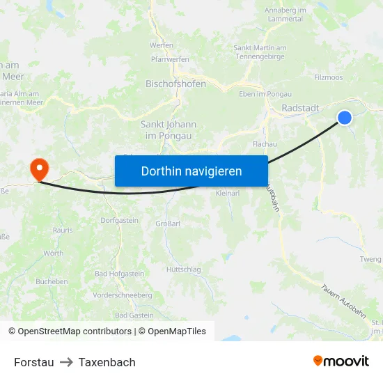 Forstau to Taxenbach map