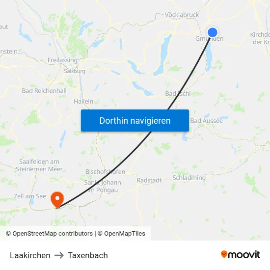 Laakirchen to Taxenbach map