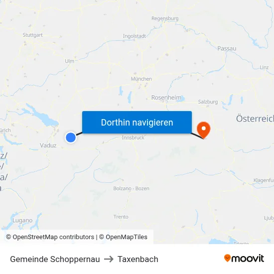 Gemeinde Schoppernau to Taxenbach map