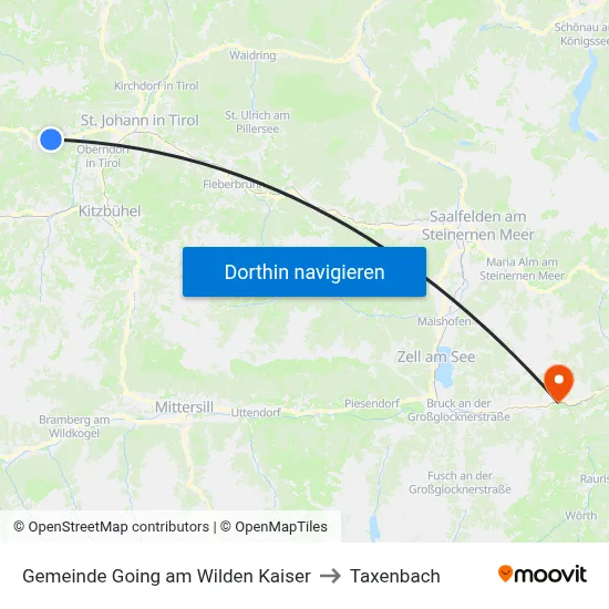 Gemeinde Going am Wilden Kaiser to Taxenbach map
