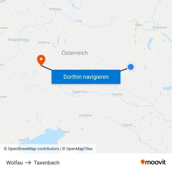Wolfau to Taxenbach map