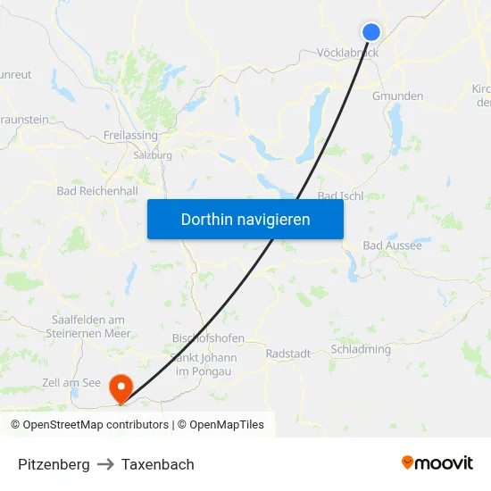 Pitzenberg to Taxenbach map
