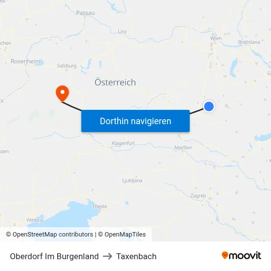 Oberdorf Im Burgenland to Taxenbach map