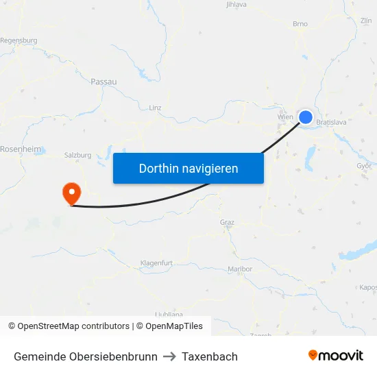 Gemeinde Obersiebenbrunn to Taxenbach map