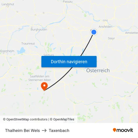 Thalheim Bei Wels to Taxenbach map
