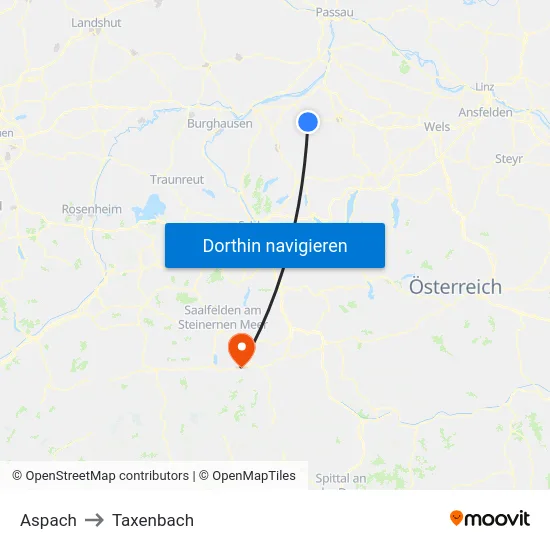 Aspach to Taxenbach map