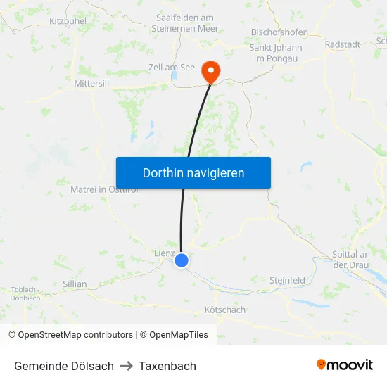 Gemeinde Dölsach to Taxenbach map