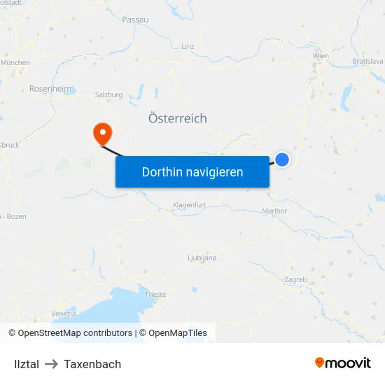 Ilztal to Taxenbach map