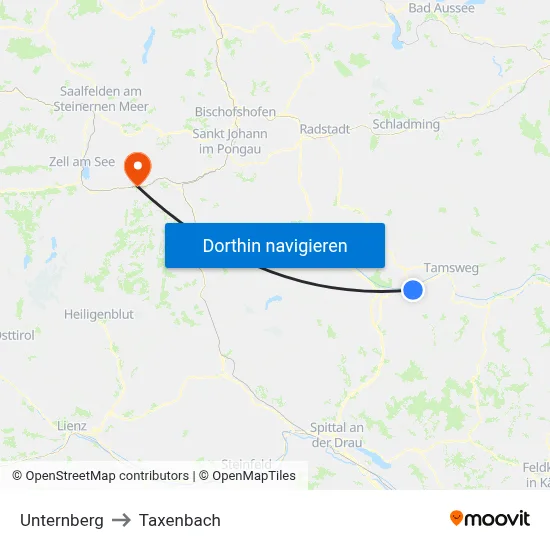 Unternberg to Taxenbach map