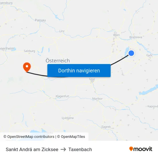 Sankt Andrä am Zicksee to Taxenbach map