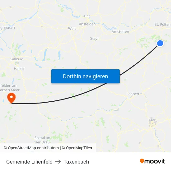 Gemeinde Lilienfeld to Taxenbach map