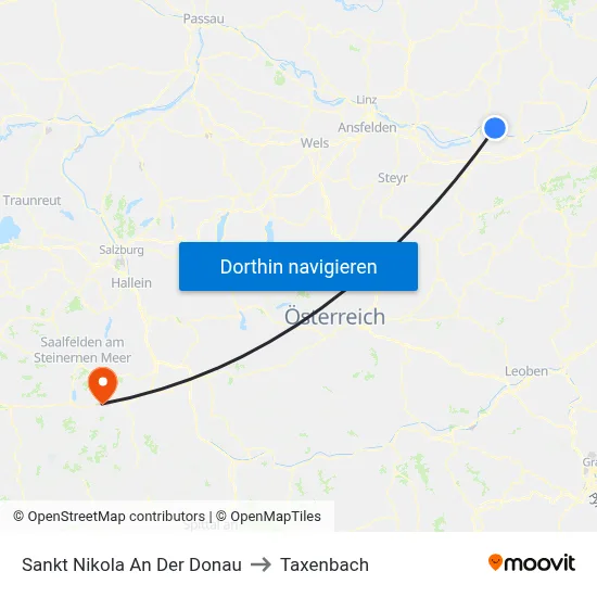 Sankt Nikola An Der Donau to Taxenbach map