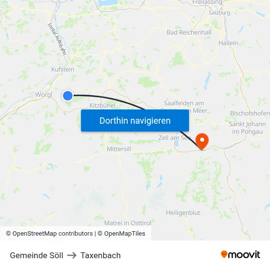 Gemeinde Söll to Taxenbach map