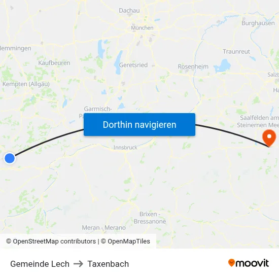 Gemeinde Lech to Taxenbach map
