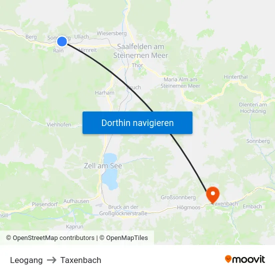 Leogang to Taxenbach map