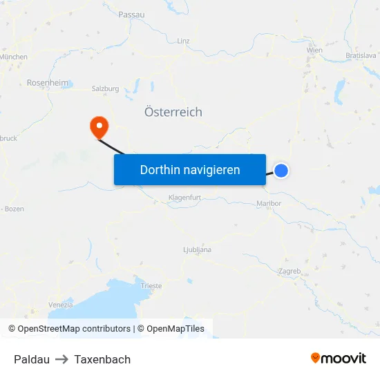 Paldau to Taxenbach map