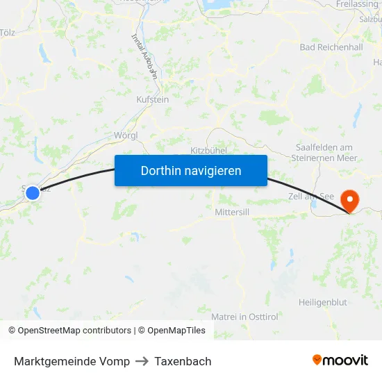Marktgemeinde Vomp to Taxenbach map