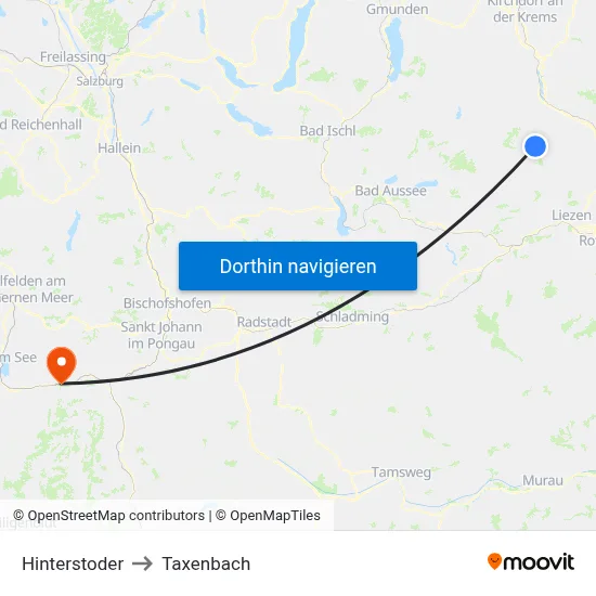 Hinterstoder to Taxenbach map